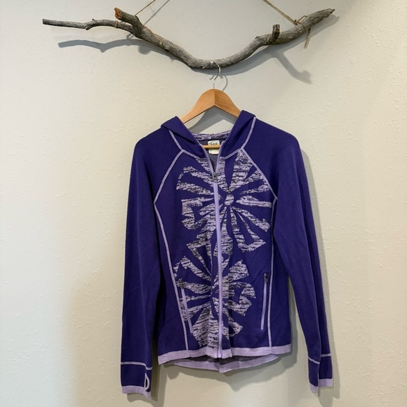 Title Nine Purple Knit Floral Zip Up Hooded Jacket - Picture 1 of 7